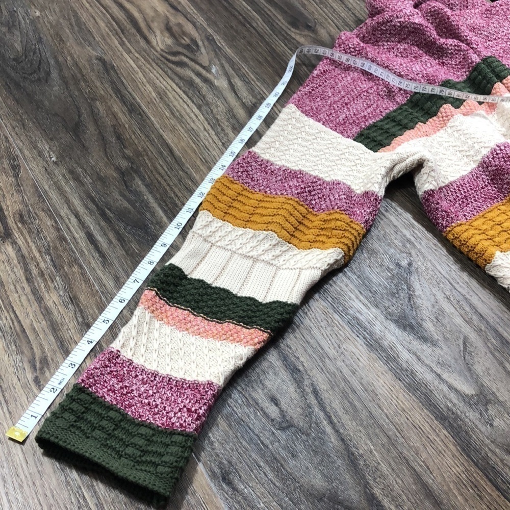 Soft Surroundings 100% Cotton Striped Maximalist Indie Knit Open Front Cardigan - Picture 9 of 12
